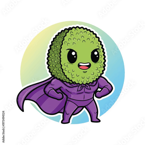 Superhero Green Kiwi Fruit Character.