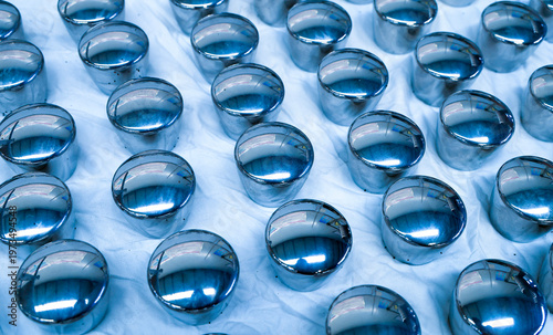 Many metal accessories are arranged together