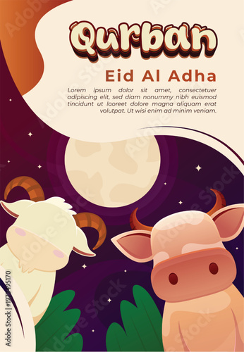 Qurban Eid Al Adha Celebration Illustration
