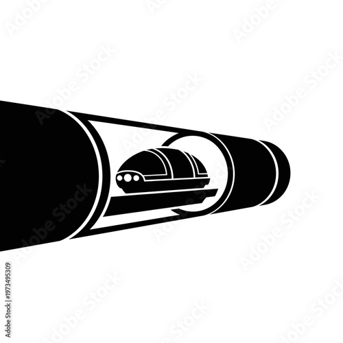 Futuristic Hyperloop Transportation System Concept in Black and White.