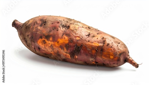 Close-up of a Sweet Potato on a White Background.