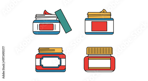 Ointment Jar Line art vector simple minimal shapes