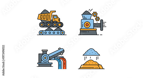 Ore Processing Line art vector simple abstract