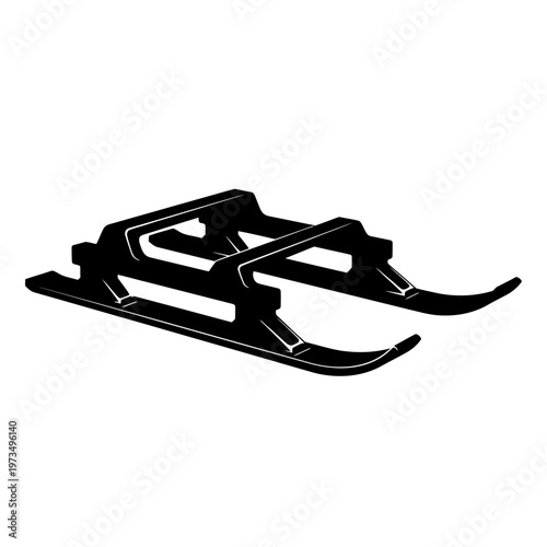 Isolated Black Sled Illustration on White Background.