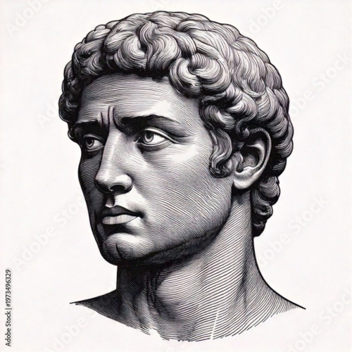 Ancient Greek Sculpture of a Young Mans Head.