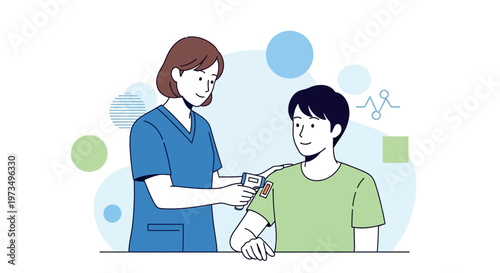 Nurse Administering Vaccine to Young Man, Healthcare Concept