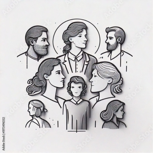 Diverse group of people illustration in a circle formation.