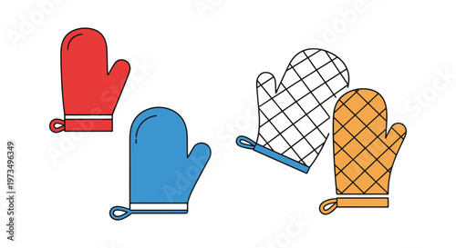 Oven Mitt Line art vector set creative abstract design