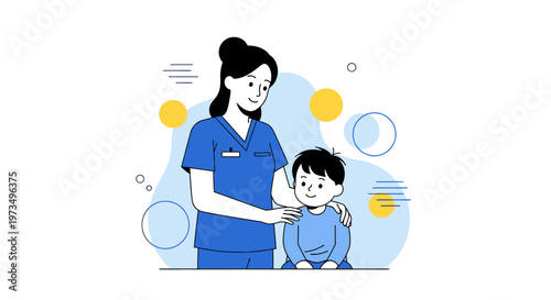Nurse caring for a child, healthcare, medical assistance, children's health, doctor and patient