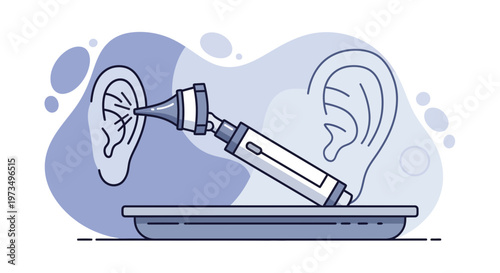 Otolaryngologist examining ear with otoscope, medical checkup, hearing health concept