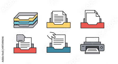 paper tray Line art vector abstract modern minimal illustration