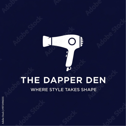 The Dapper Den Logo - Hair Dryer Icon for Style and Grooming.