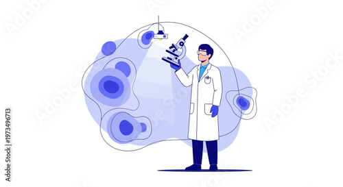 Scientist examining cells under microscope, scientific research, biology, laboratory, medical discovery