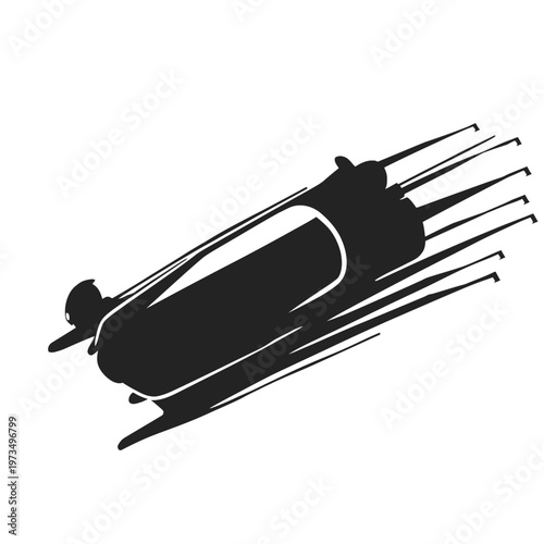 A bobsleigh silhouette speeding down the track, showcasing speed and agility.