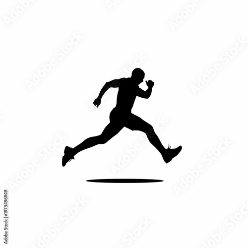 Silhouette of a determined athlete in mid-stride, showcasing the power and grace of running. This image captures the essence of athleticism and motion