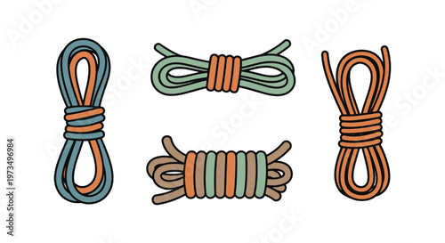 Rope Coil Line art vector set abstract clean graphic