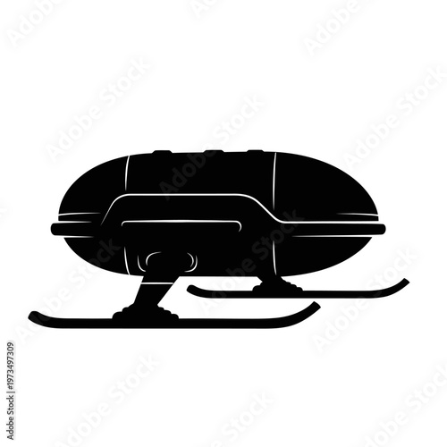 Silhouette of a Modern Sled for Winter Sports and Recreation.