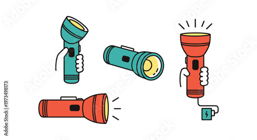 Rechargeable flashlight Line clean simple abstract vector