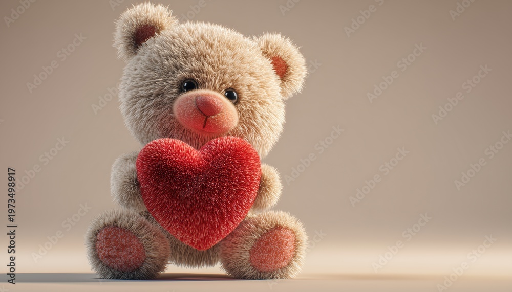 Fototapeta premium Adorable Teddy Bear Spreads Love By Delivering Hearts Just In Time For Valentine'S Day In A Heartwarming Gesture. Perfect Gift Idea.