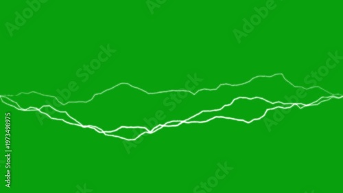 Green Screen Electric Waves Combining into Powerful Electricity Pulse
