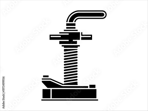 Screw jack silhouette with threaded shaft and base clamp for lifting or securing materials.