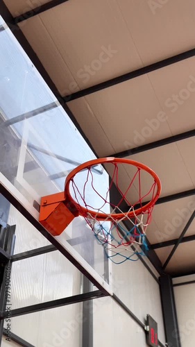 Basketball Hoop and Net in Outdoor Court – Slow Motion Shot of Ball Scoring