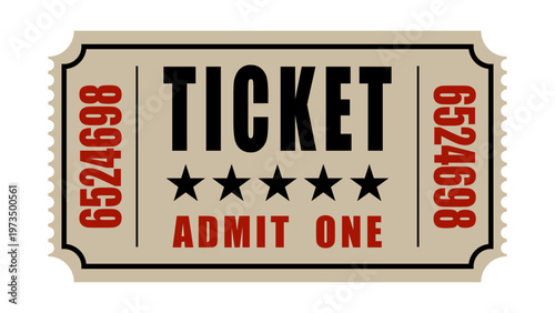 Ticket Design. Ticket illustration with bold typography and classic layout.