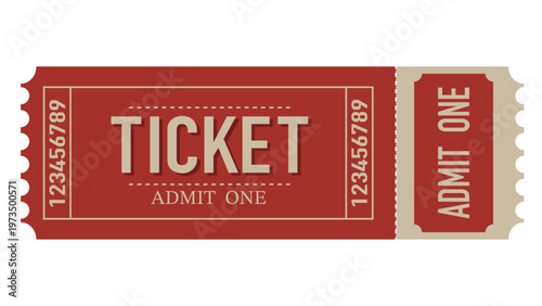 Ticket Design. Ticket illustration with bold typography and classic layout.