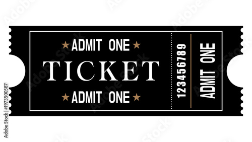 Ticket Design. Ticket illustration with bold typography and classic layout.