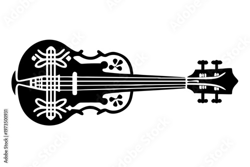 hardanger fiddle instrument silhouette illustration for norwegian folk music traditional performance and acoustic design