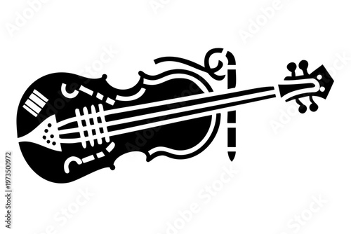 violin instrument silhouette illustration for classical music orchestra performance and acoustic design