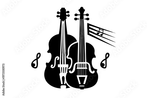 double bass instrument silhouette illustration for classical jazz orchestra performance and acoustic design