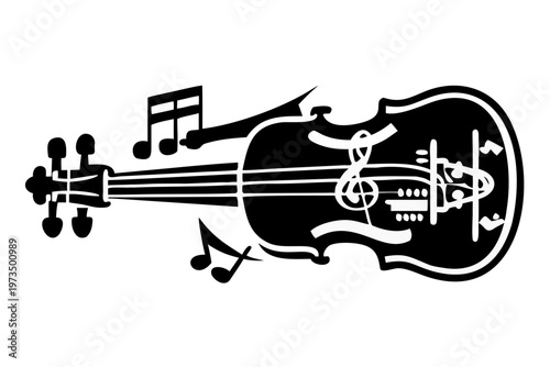 viola instrument silhouette illustration for classical music orchestra performance and acoustic design