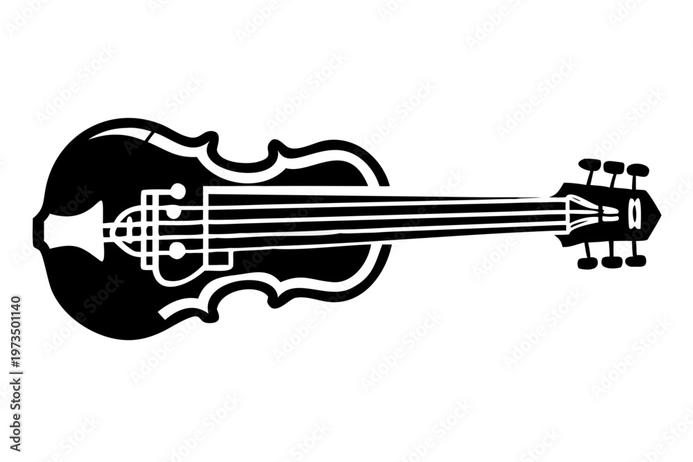Fototapeta premium electric violin instrument silhouette illustration for modern music performance and digital design