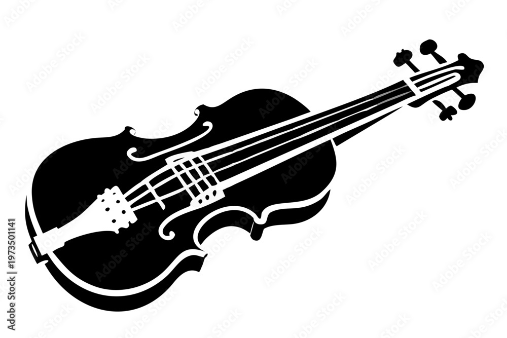 Fototapeta premium fiddle instrument silhouette illustration for folk music traditional performance and acoustic design