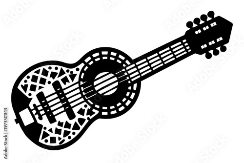 charango instrument silhouette illustration for traditional folk music performance and acoustic design
