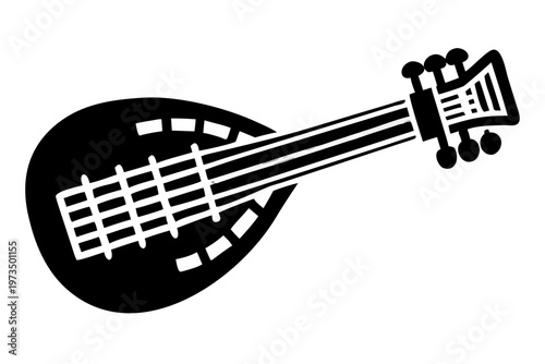 rebab instrument silhouette illustration for traditional music cultural heritage and acoustic design