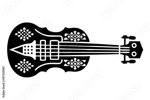 hardanger fiddle instrument silhouette illustration for norwegian folk music traditional performance and acoustic design