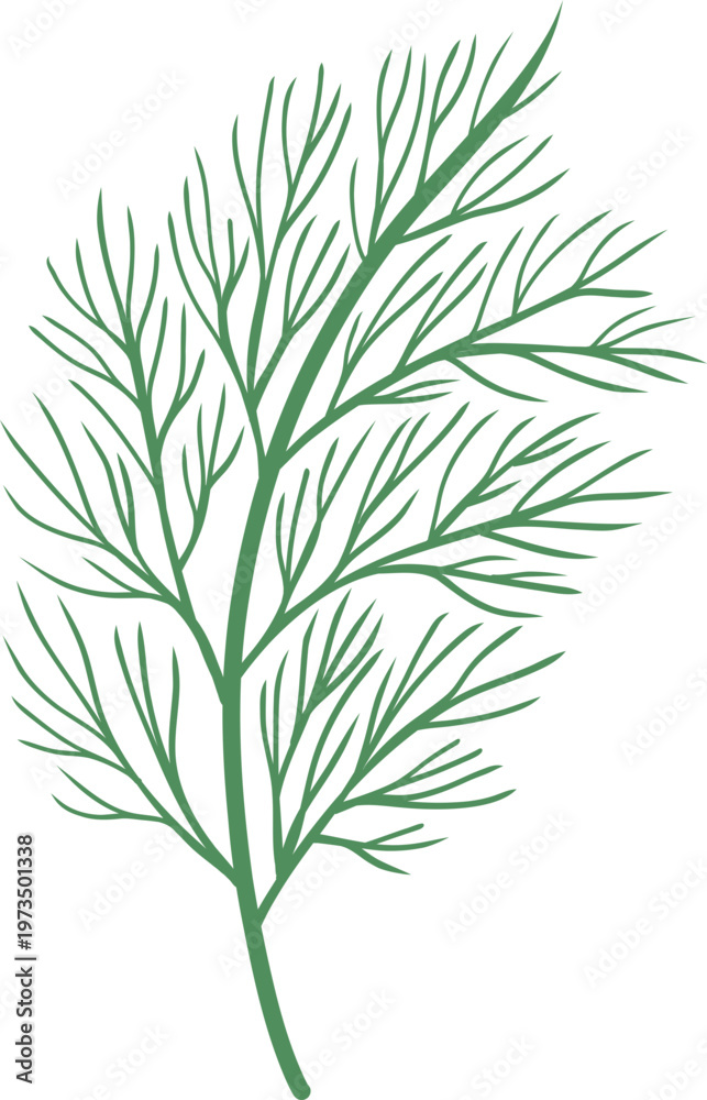 Fototapeta premium Herbs and Vegetables Set with Onion, Garlic and Dill Illustration