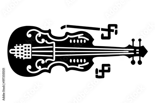 viola instrument silhouette illustration for classical music orchestra design