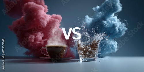 Coffee vs Water Splash Concept Healthy Lifestyle Choice Hydration Poster