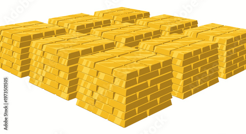 Stack of gold bars treasure wealth. Vector Illustrations. EPS Editable