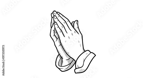 Praying hands, clasped hands, praying gesture, hand gesture, vector icon