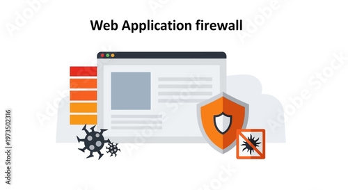 Web Application Firewall Protection System. Vector Illustrations. EPS Editable