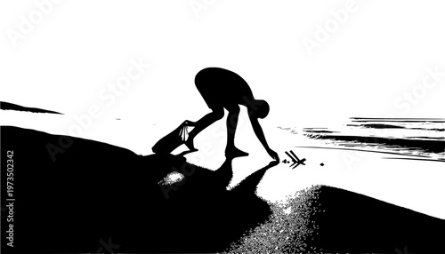 silhouette of a girl in a boat