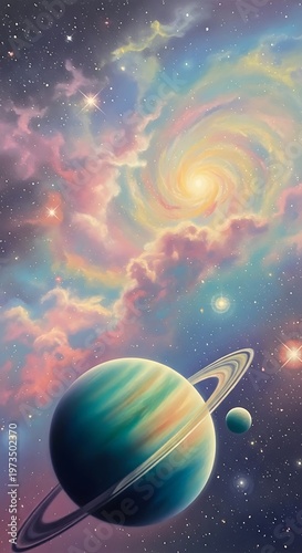 Cosmic Dreamscape - A Celestial Dance of Planets and Nebulae.