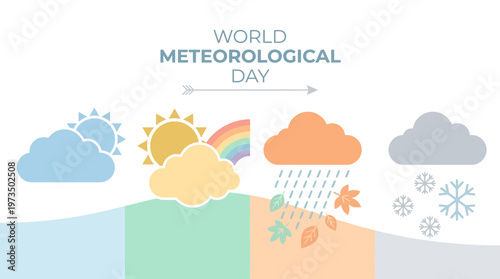 World Meteorological Day weather forecast icons 1. Vector Illustrations. EPS Editable