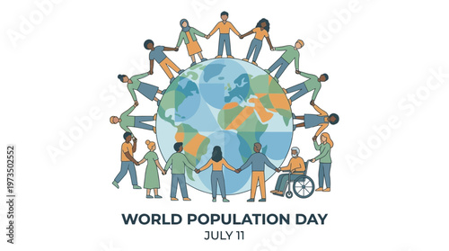 World Population Day Awareness Illustration. Vector Illustrations. EPS Editable