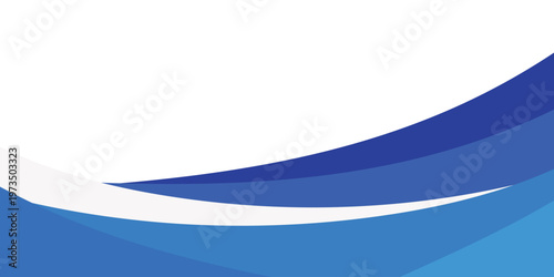 Abstract blue layered wave background. Modern gradient curve design. Corporate flowing shape composition. Clean professional wave banner.
