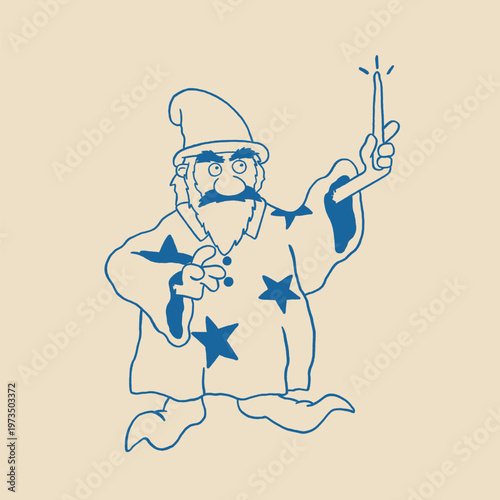 little wizard man cartoon illustration